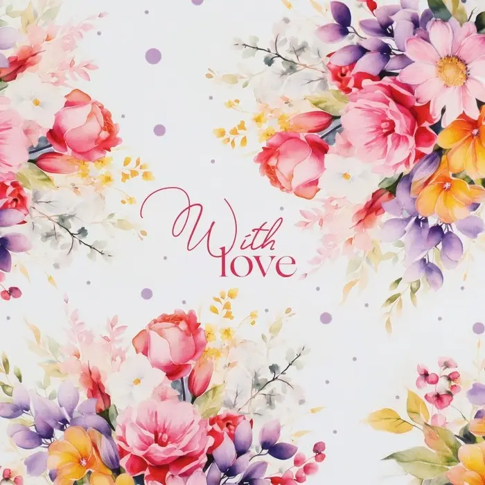 Бумага упаковочная глянцевая &laquo;With love&raquo;, 70 х 100 см