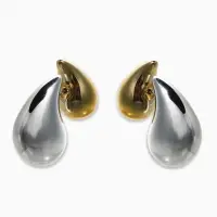 Серьги "Капли Бо" двойные, цвет золотисто-серебристый