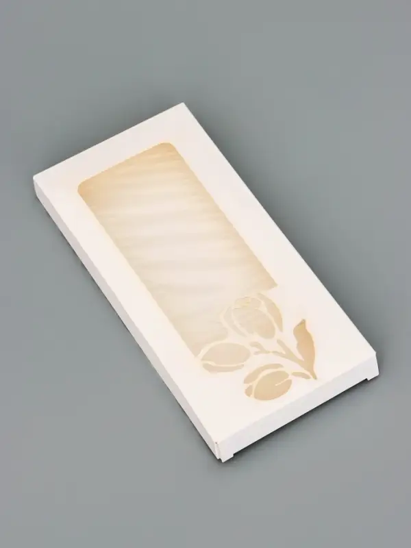 Подарочная коробка под плитку шоколада, с вырубным окном, &laquo;Тюльпаны&raquo;, 17.1&times;8&times;1.4 см