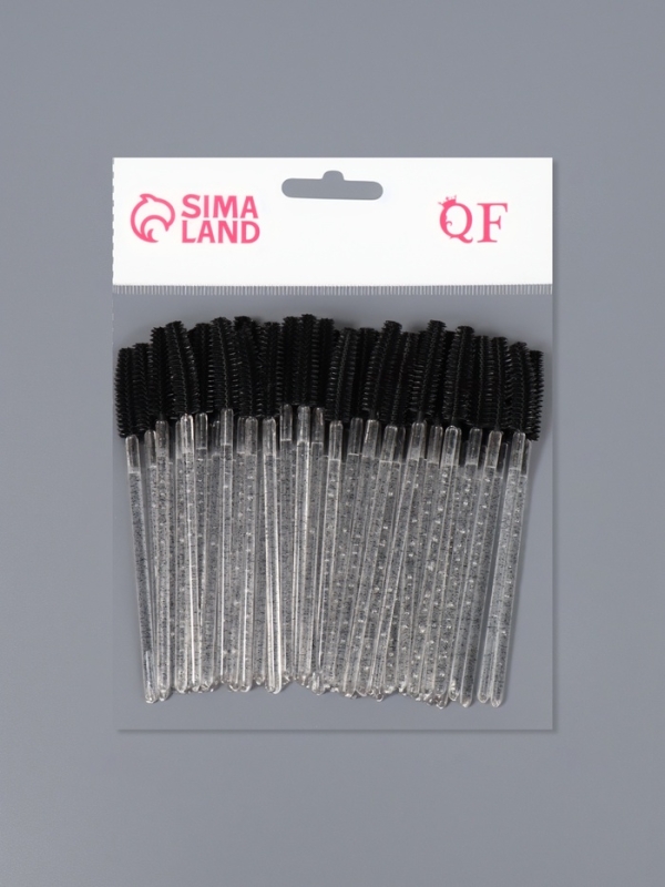 Щёточки для бровей и ресниц, силиконовые, набор - 50 шт, 10,5 см, цвет чёрный/прозрачный