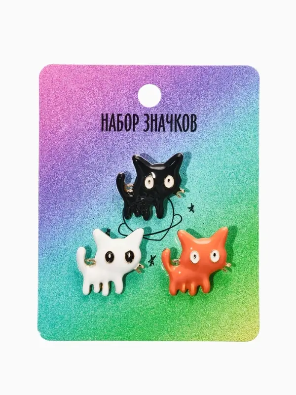 Броши "Котята" (набор 3шт), цвет микс в золоте