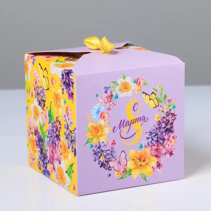 Коробка подарочная складная, упаковка, &laquo;С 8 Марта&raquo;, 12 х 12 х 12 см