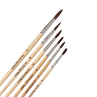 Набор кистей белка, Calligrata, круглые, 6 штук (№2,4,6,8,10,12) с деревянными ручками, в блистере