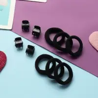 Набор для волос "Затейница" (12 резинок 2 см, 4 краба) классика, чёрный