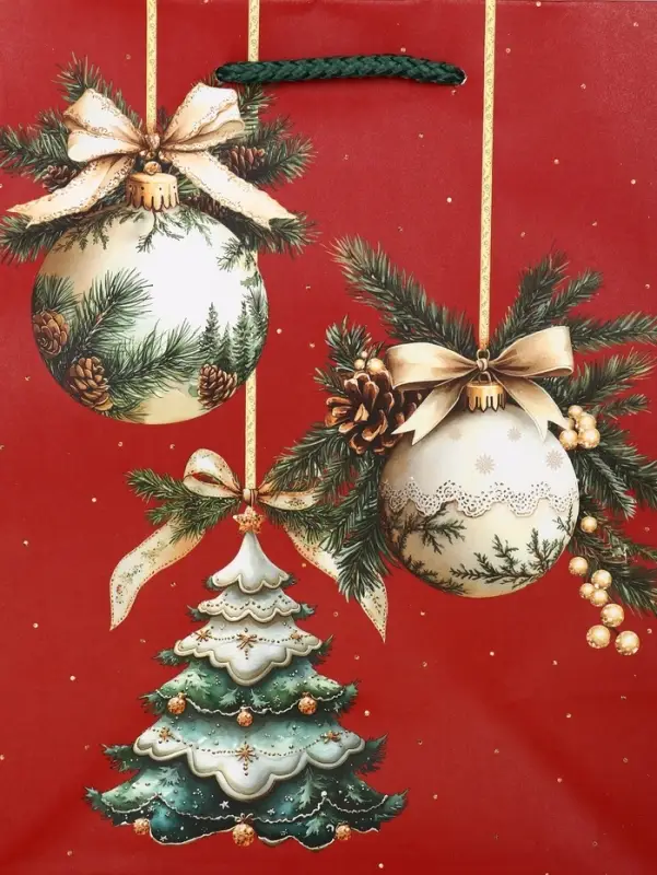 Пакет подарочный новогодний ламинированный, &laquo;Ёлки и шары&raquo; , 18&times;10&times;22.3 см