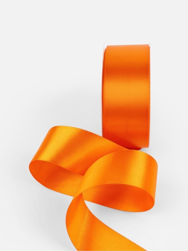 Лента атласная двухсторонняя №751 38мм*25&plusmn;1м ярко-оранжевый TR