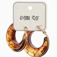 Серьги-кольца акрил "Тренд", цвет янтарный в золоте