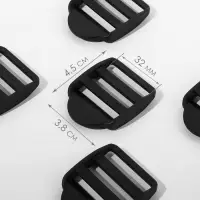 Пряжка регулирующая, трёхщелевая, вн. ширина=32 мм, s=3 мм, 10 шт., чёрная