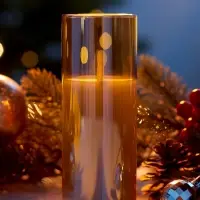 Светодиодная свеча "Золотистая" 14х5.5 см, AAx2 (не в компл.), Т/БЕЛЫЙ