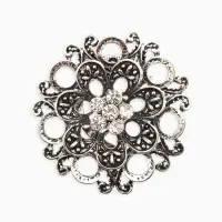 Зажим для платка "Цветок астры", цвет белый в чернёном серебре