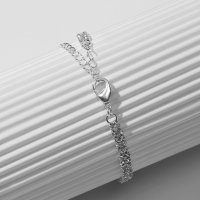 Браслет со стразами &laquo;Циркон&raquo; изыск, узор, цвет белый в серебре, 15см