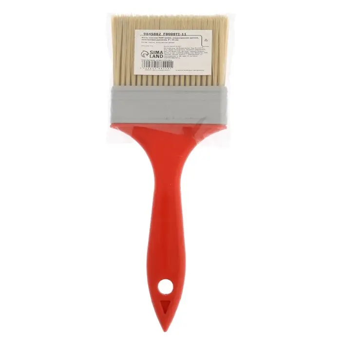 Кисть плоская ЛОМ промо, искусственная щетина, пластиковая рукоятка, 3", 75 мм