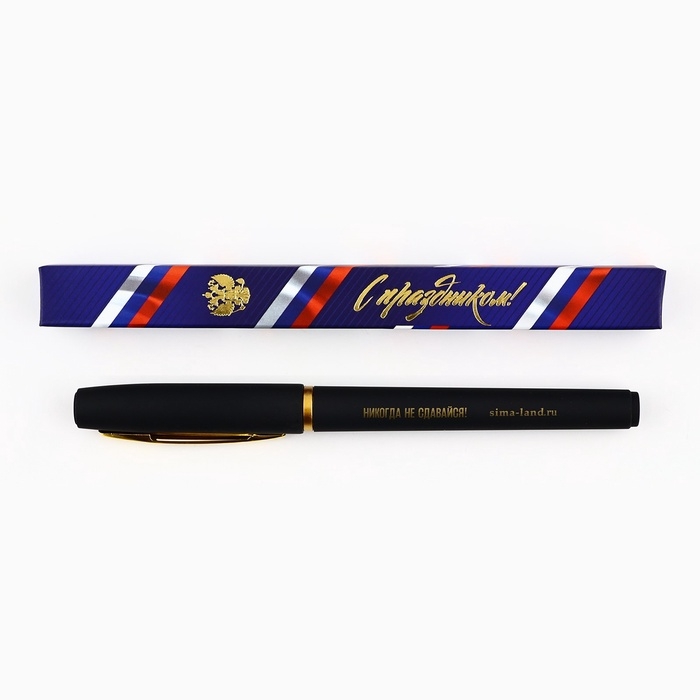 Ручка шариковая в коробке, пластик "С праздником, Никогда не сдавайся"