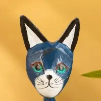 Сувенир интерьерный "Кошачья семья" (набор 3 шт: 30,25 и 20 см) дерево, цв. синий