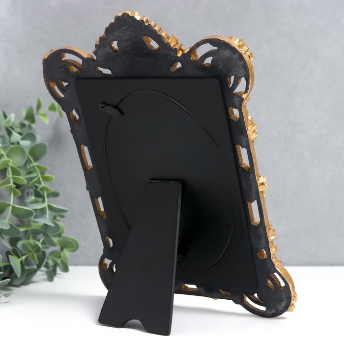 Фоторамка полистоун 10х15 см "Цветение роз" золото 18х25 см