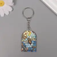 Брелок дерево "Пчела и соты. Витраж" 4,4х3х0,3 см
