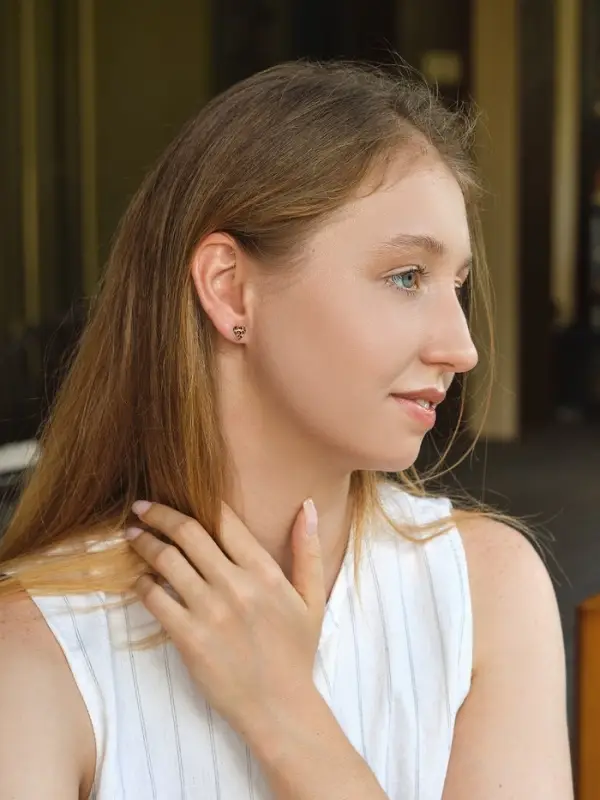 Набор серьги "Леопард" сердце, цветной в золоте