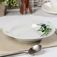 Тарелка глубокая &laquo;Оливки&raquo;, 225 мл, d=20 см, цвет белый, рисунок микс, фарфор