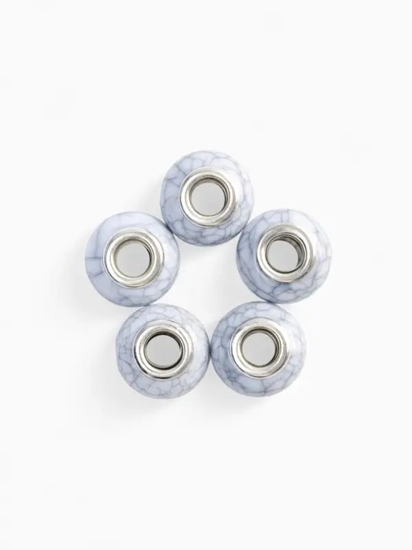 Бусины &laquo;Кахолонг&raquo;, для творчества, белые в серебре