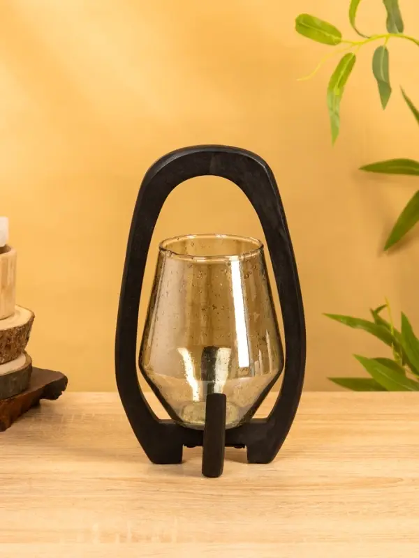 Подсвечник "Аура" 13х15х26 см, стекло, дерево