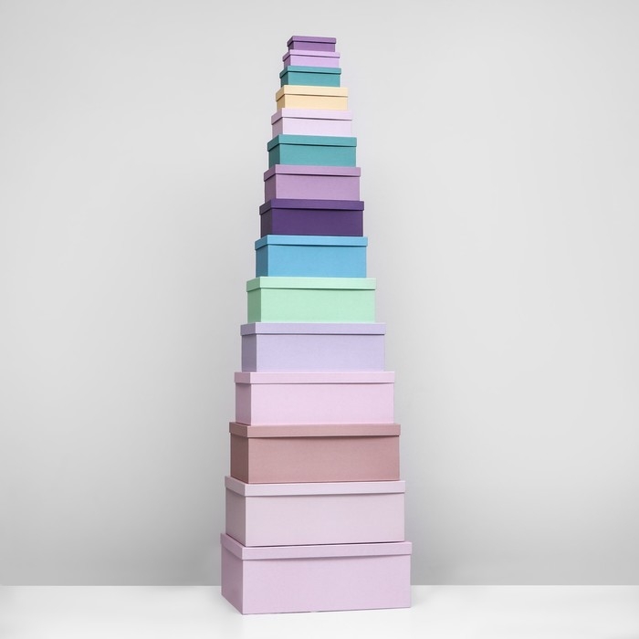 Набор прямоугольных коробок 15в1 Набор прямоугольных коробок 15в1 "Лаванда" 47,5 х 36 х 17,5- 13 х 8 х 4,5 см