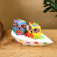 Сувенир "Пара совят" дерево 14х7х9 см, цв. жёлтый/синий