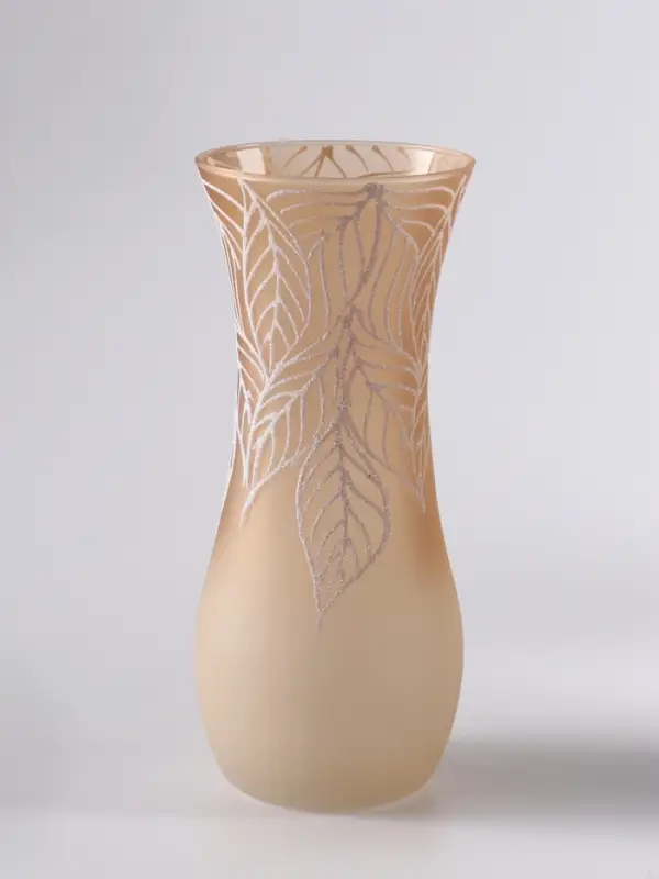 Ваза &laquo;Кармен&raquo; листья, волна, h=26 см, стекло, пудра