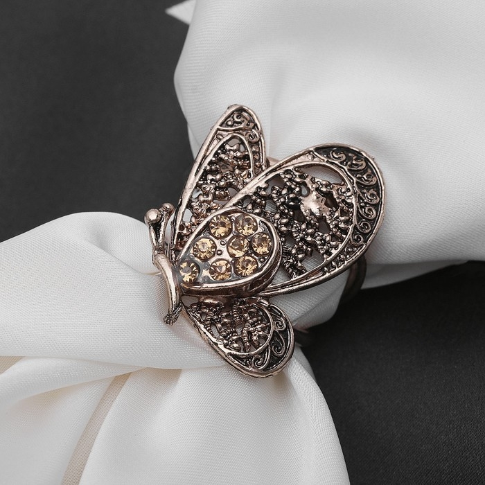 Кольцо для платка &laquo;Бабочка&raquo;, цвет золото в черненом золоте