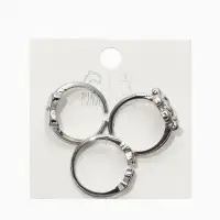 Кольцо детское набор 3шт. "Выбражулька" стиль, смайл, цвет серебро