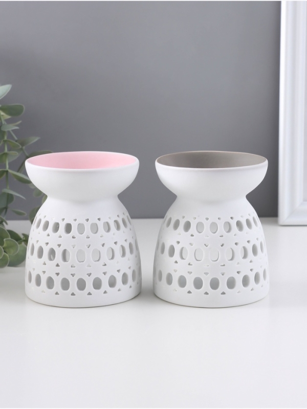 Аромалампа керамика "Греческий узор" белый МИКС 8х8х9,3 см