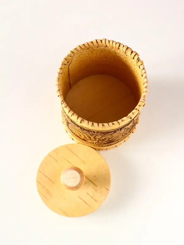 Туес шитый "Шишки" , D8смхH(с хватком)14см, береста