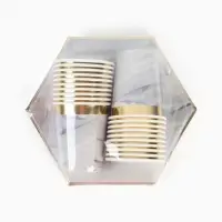 Набор посуды для праздника на 20 персон, мрамор белый (тарелки 23 см, стакан 250 мл)