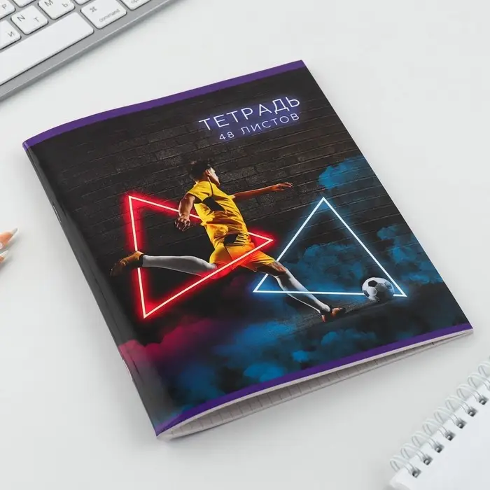 Тетрадь в клетку, 48 л., А5, на скрепке, блок №2 &laquo;Неон&raquo; МИКС