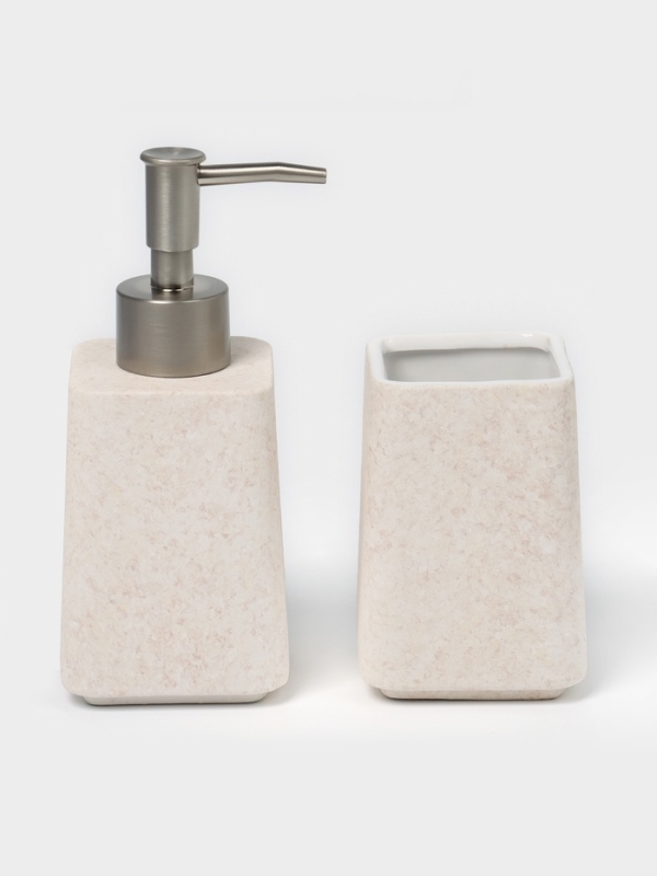 Набор для ванной "Glow" 2 предмета (дозатор для мыла, стакан)