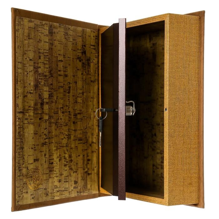 Сейф-книга дерево "Золотые парусники" кожа с тиснением, 30х21х7 см