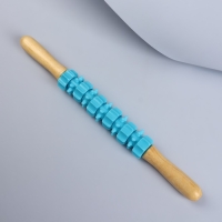 Массажёр &laquo;Скалка&raquo;, универсальный, 37,5 &times; 4 см, деревянный, 11 колёс, цвет МИКС