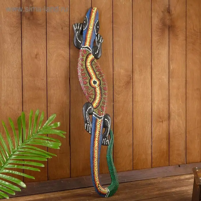 Панно декоративное "Ящерица геккон" 78х13х1,5 см МИКС