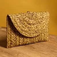 Сумка клатч плетёная из сиграсса 26х16х3 см, цв. бежевый