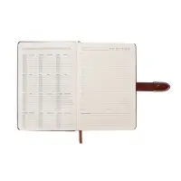 Ежедневник недатированный формат А5, с хлястиком, 112л, линия, пвх, Коричневый
