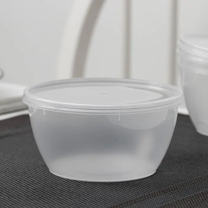 Контейнер одноразовый с крышкой &laquo;Супница&raquo;, 360 мл, пластик, d=11.2 см, прозрачный