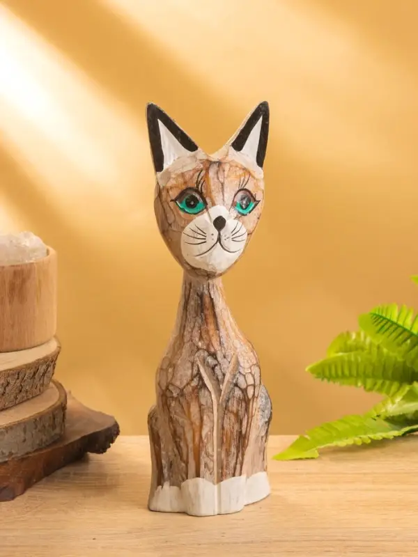 Сувенир интерьерный "Кошачья семья" (набор 3 шт: 30,25 и 20 см) дерево, цв. белый