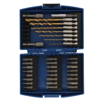 Набор сверл и бит ТУНДРА, HSS-Tin, шестигранный хвостовик, 1.5 - 6.5 мм, 34 предмета