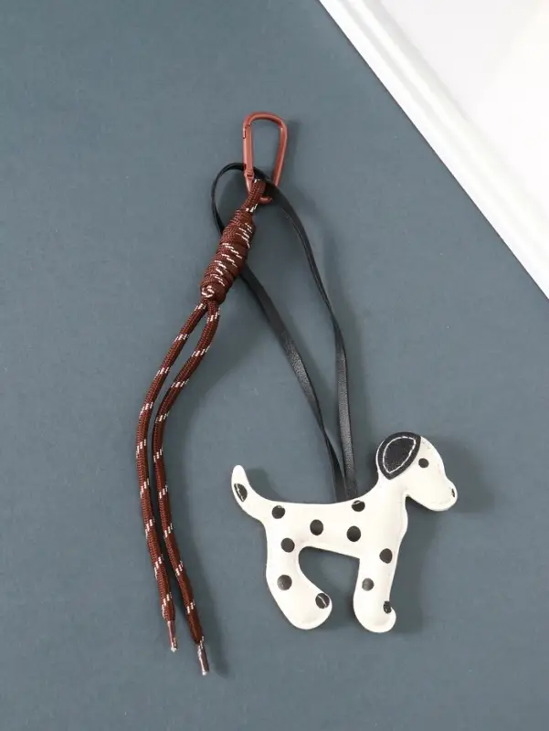 Брелок на карабине кожзам, текстиль "Далматинец" с узлом 20х9,5х1,7 см