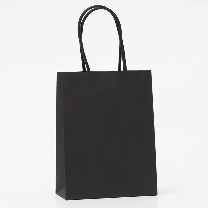 Пакет крафт чёрный, круглая ручка, 15&times;12&times;6 см, 120 г