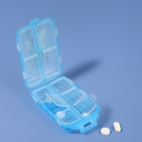 Таблетница, 9,5 &times; 6 &times; 3 см, 10 секций, цвет голубой