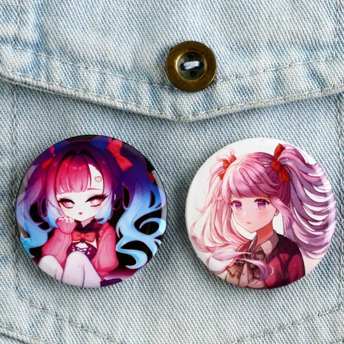 Значки закатные &laquo;Аниме девочки&raquo;, 38 мм, МИКС