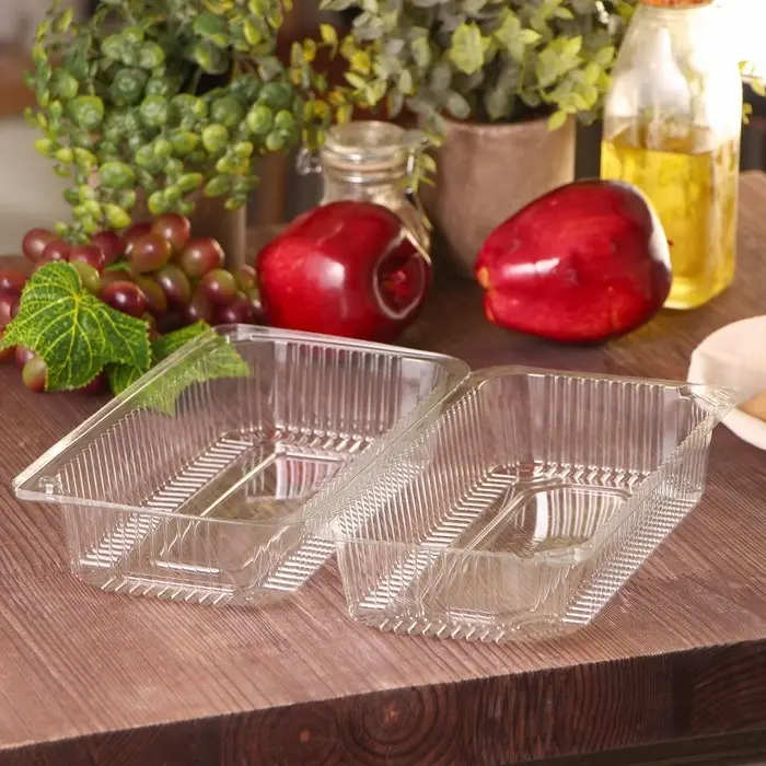 Контейнер одноразовый с неразъёмной крышкой ПР-К-27 &laquo;А&raquo;, пластик, 24&times;12.9&times;8.9 см, внутр. 21.3&times;9.9&times;7.8 см, прозрачный