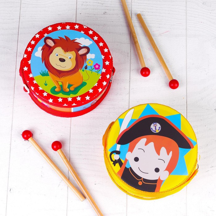 Музыкальная игрушка &laquo;Барабан&raquo;, с рисунком, цвета микс, бумажная мембрана