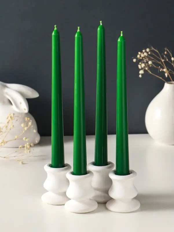 Набор свечей античных, 2,3х 24,5 см, 5 ч, 55 г, 4 штуки, тёмно-зелёный