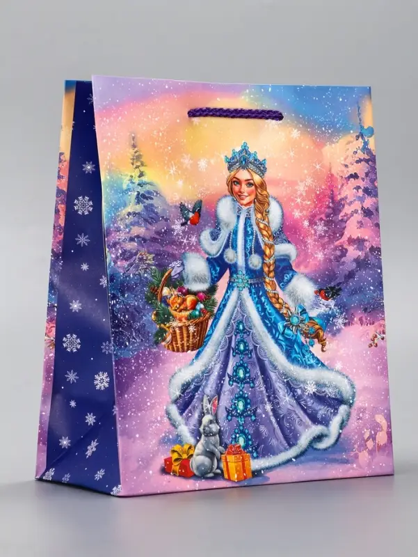 Пакет подарочный новогодний ламинированный, &laquo;Снегурочка ждет Деда Мороза&raquo; , 18&times;10&times;22.3 см